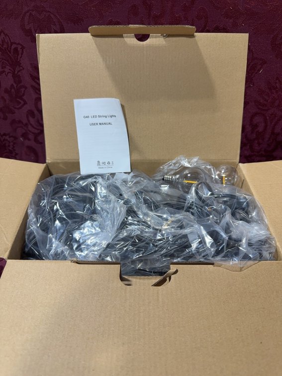 G40 LED String Lights, Black Cord, Bulbs Included, New in Box