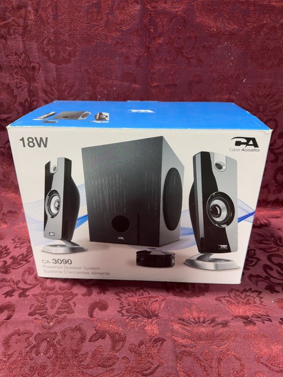 Cyber Acoustics CA-3090 18W Powered Speaker System, Subwoofer, 2 Satellite Speakers