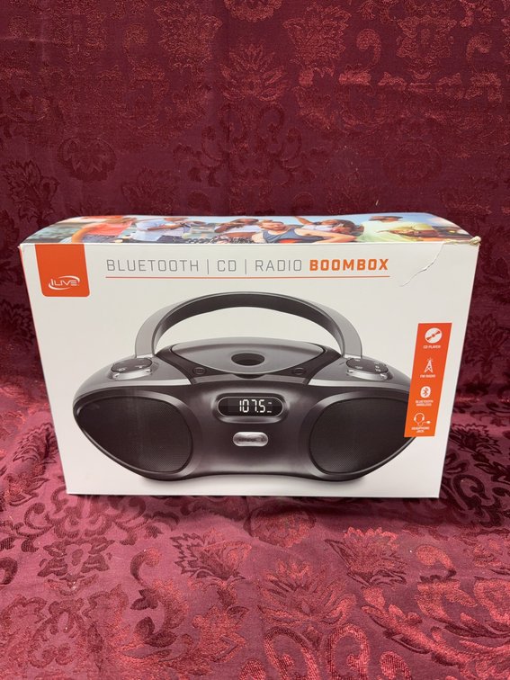 Jive Bluetooth CD Radio Boombox, Digital FM, LCD, Stereo, 60-ft Range, New in Box