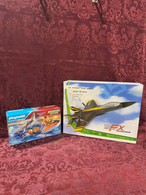 Playmobil Shark Attack Rescue Set and EFX Foam RC Airplane