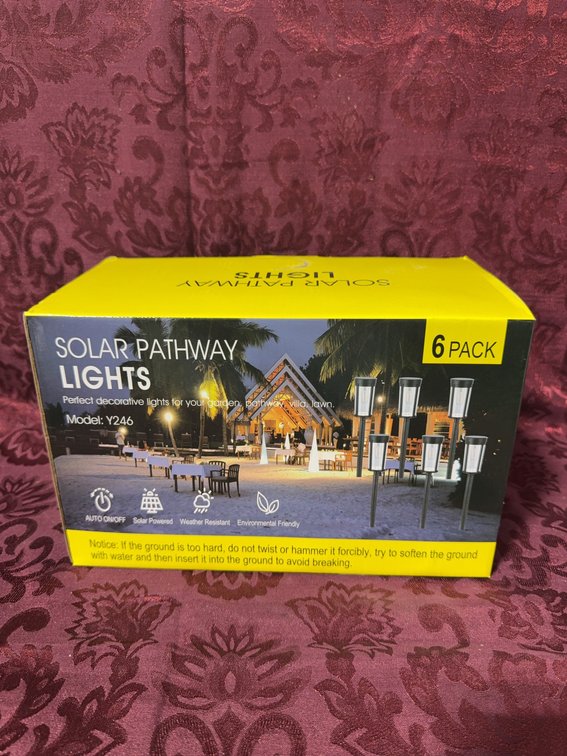 6 Pack Solar Pathway Lights, Model Y246, Hard Plastic, IP65, 100% Solar Powered
