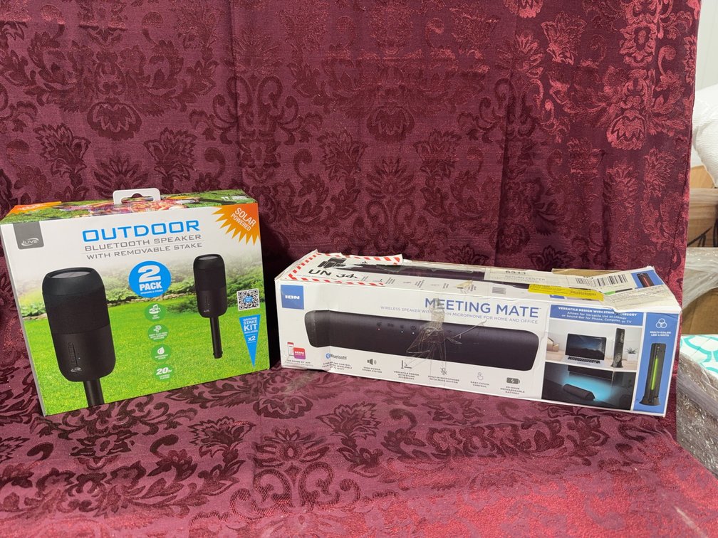 ILive Outdoor Bluetooth Speaker 2-Pack With Removable Stake, ION Meeting Mate Bluetooth Speaker