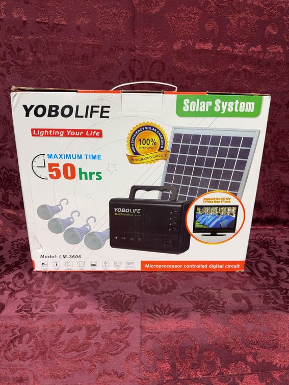 Yobolife LM-3606 Multifunction Solar Lighting System With Panel, LED Bulbs, and Fan
