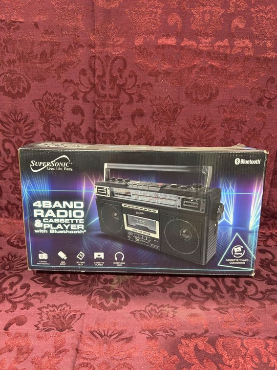 Supersonic 4-Band Radio Cassette Player With Bluetooth SC-3201BT New In Box