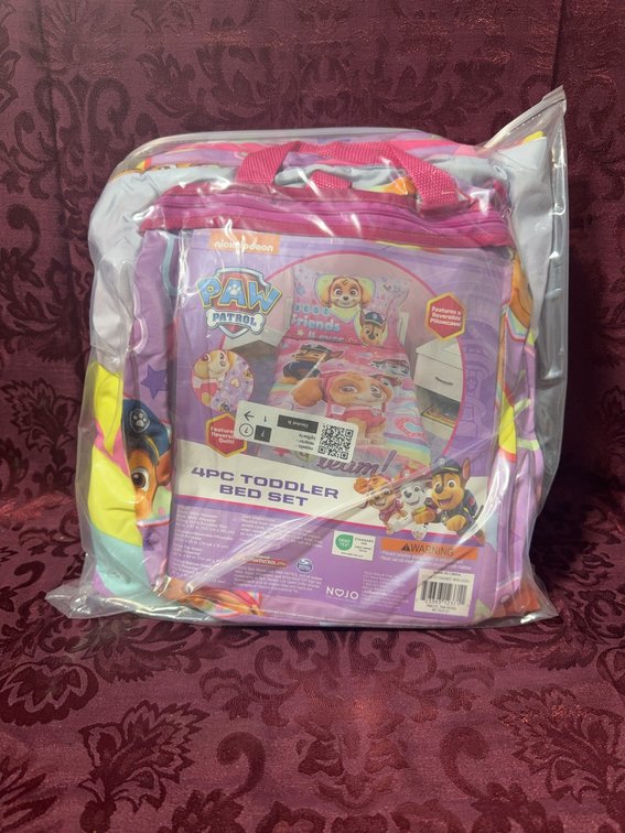 Nickelodeon Paw Patrol 4-Piece Toddler Bed Set Polyester 42x57 in New