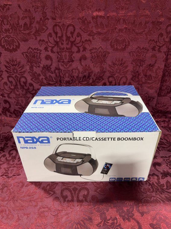 Naxa NPB-268 Portable CD/Cassette Boombox, FM/AM, AUX, Model NPB-268, New in Box