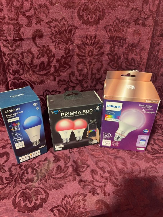 Three Smart LED Light Bulb Packs: Linkind, Geeni Prisma 800, Philips 100W Equivalent
