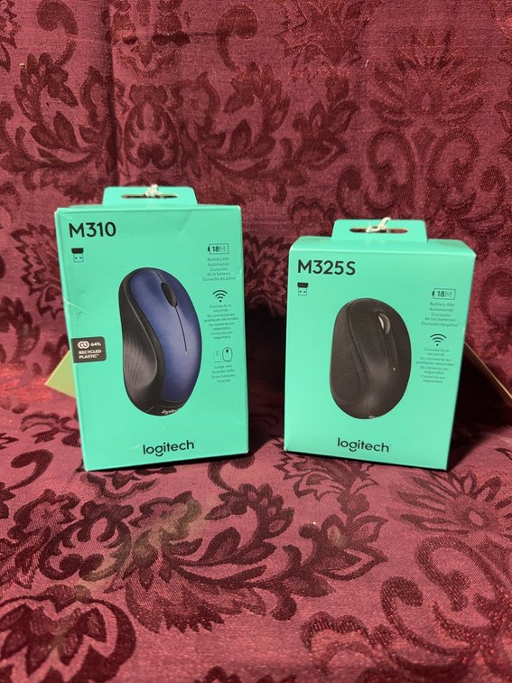 2 Logitech Wireless Mouse M310 Blue and M325S Black New in Box