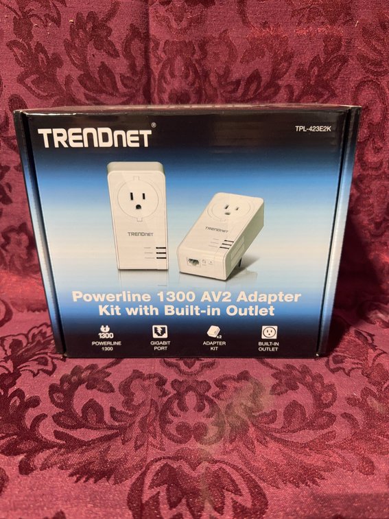 TRENDnet Powerline 1300 AV2 Adapter Kit TPL-423E2K with Built-in Outlet