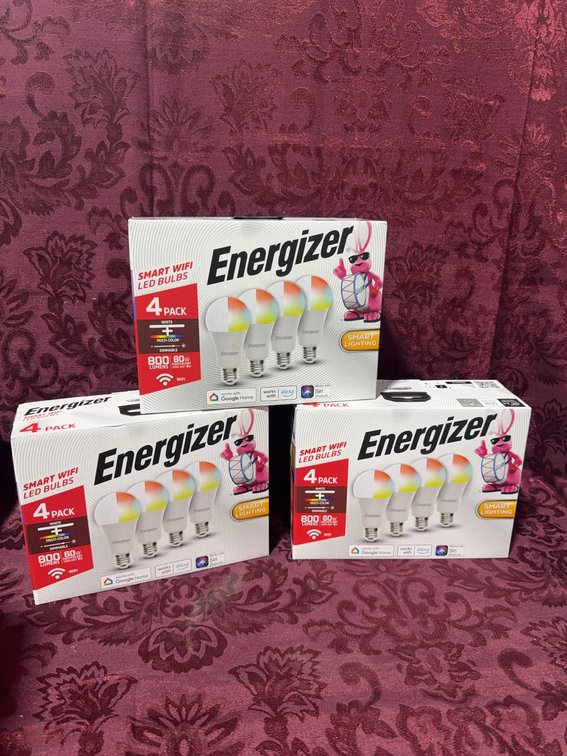 Energizer Smart WiFi LED Bulbs 4-Pack Lot of 3, 60W Equivalent, 800 Lumens