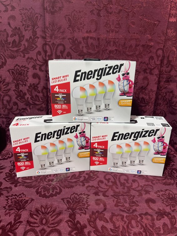 Energizer Smart Wi-Fi LED Bulbs 4-Packs, 3 Boxes, 12 Total Bulbs