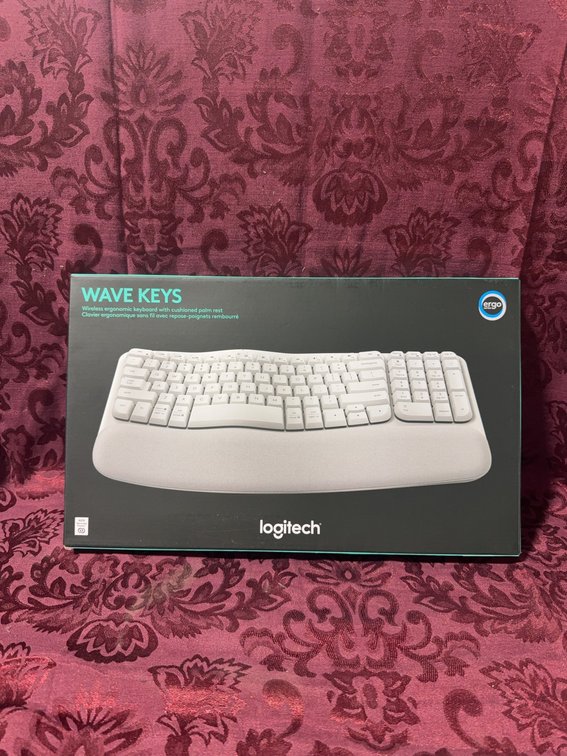 Logitech Wave Keys Wireless Ergonomic Keyboard, White, Sealed Box