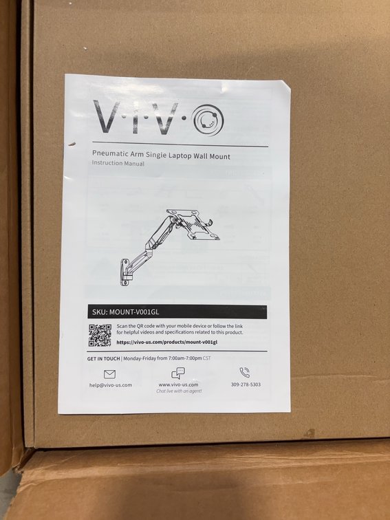 VIVO Pneumatic Arm Single Laptop Wall Mount Model MOUNT-V001GL New in Box