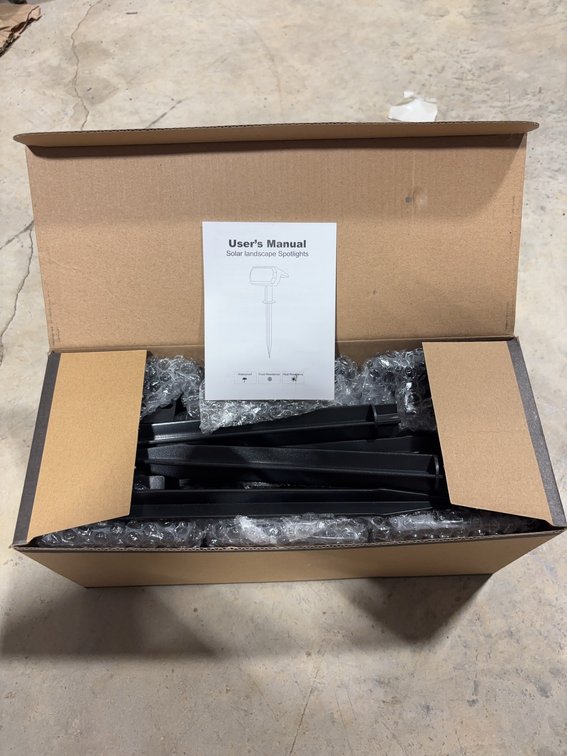 Boxed Set Of Solar Landscape Spotlights With Stakes And Manual
