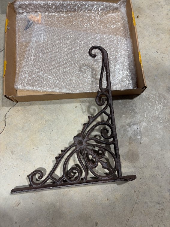 Decorative Cast Iron Wall Bracket With Scroll Design, Approx. 12 Inches Each Side