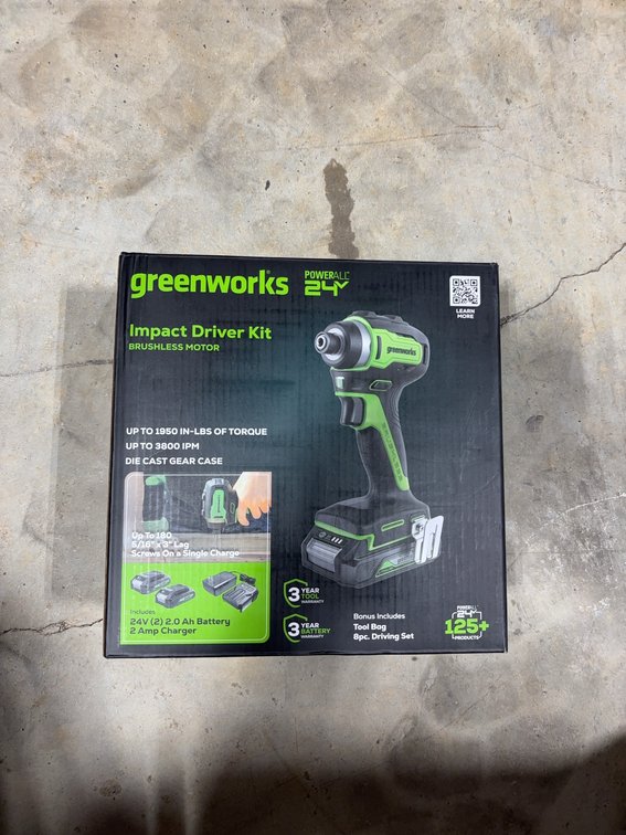 Greenworks 24V Brushless Impact Driver Kit With 2.0Ah Battery and Charger