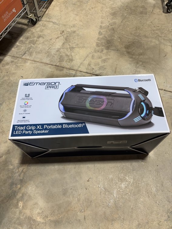 Emerson Pro Triad Grip XL Portable Bluetooth LED Party Speaker, Rechargeable