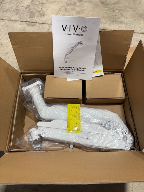 VIVO Pneumatic Arm Single Monitor Desk Mount, White, STAND-V0010 Series