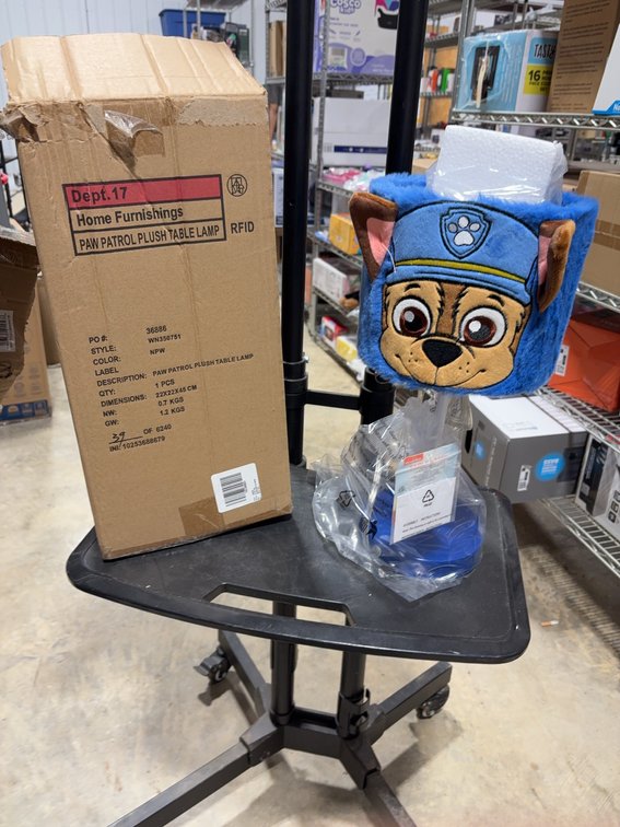 Paw Patrol Plush Table Lamp With Chase Character Shade, Approx 9in x 9in x 17in