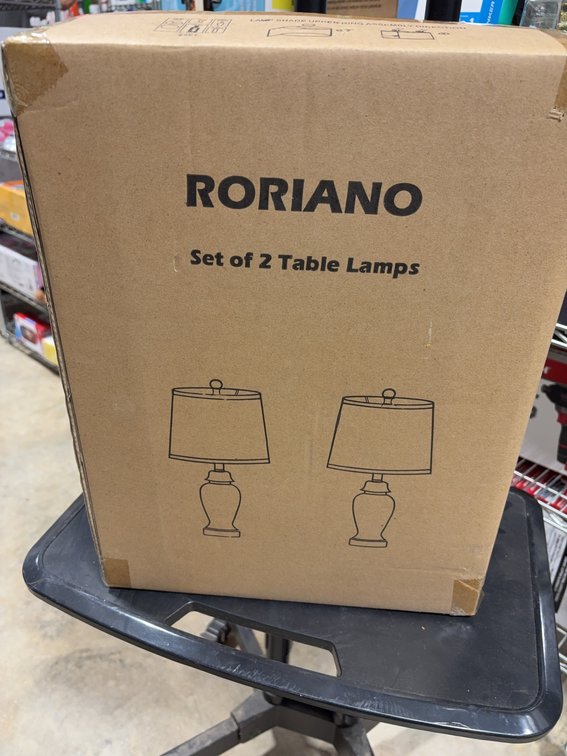 RORIANO Set of 2 Table Lamps, Metal & Ceramic, 11 in Base, 12 in Shade, Indoor Only