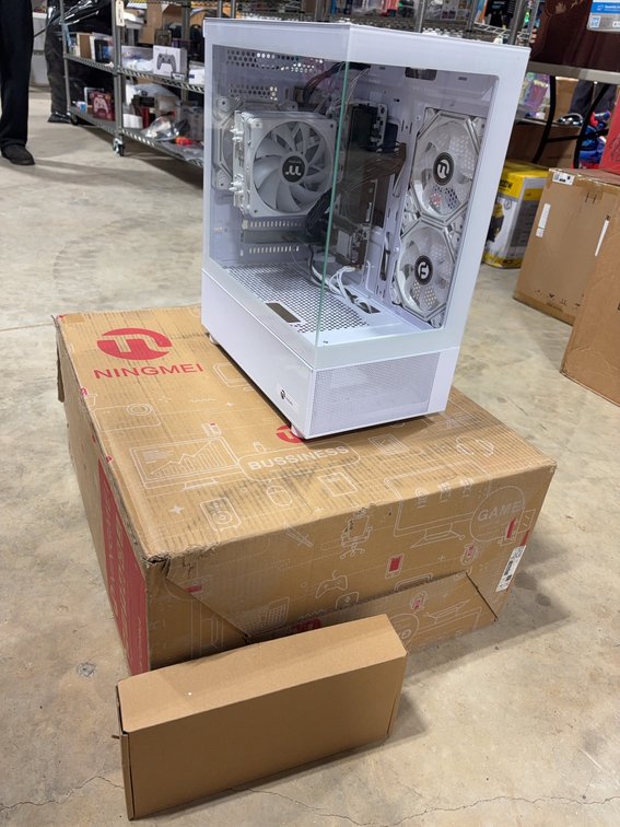 Ningmei White Gaming Computer Tower With Glass Panel, Cooling Fans And SSD Installed