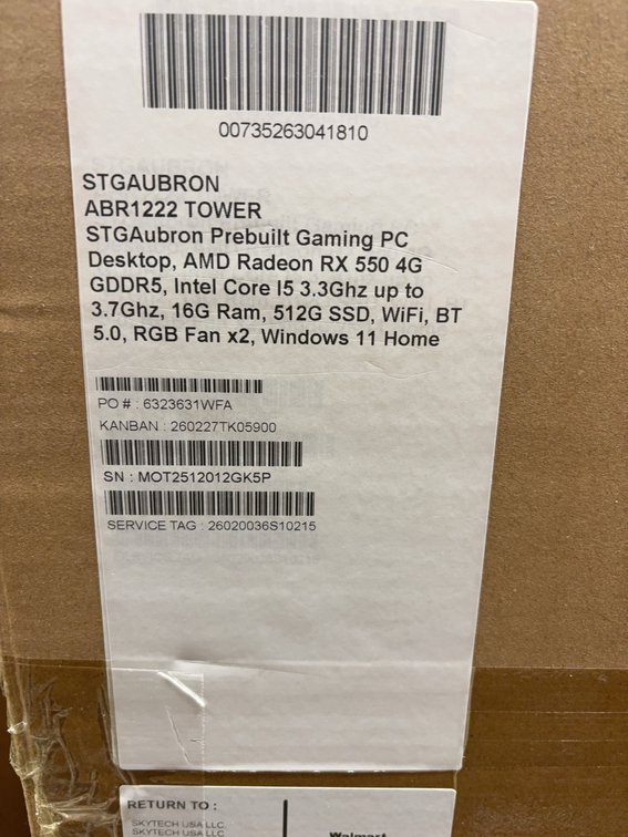 STGAubron ABR1222 Gaming Computer, Intel i5, RX 550, 16GB RAM, 512GB SSD, WiFi, Win 11 Home