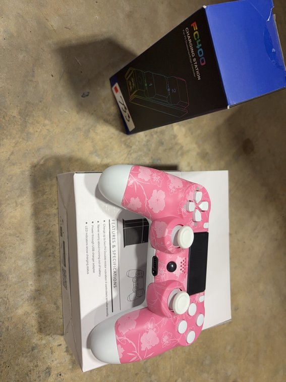 Pink Floral PlayStation Controller with FC400 Charging Station for DualSense/Edge