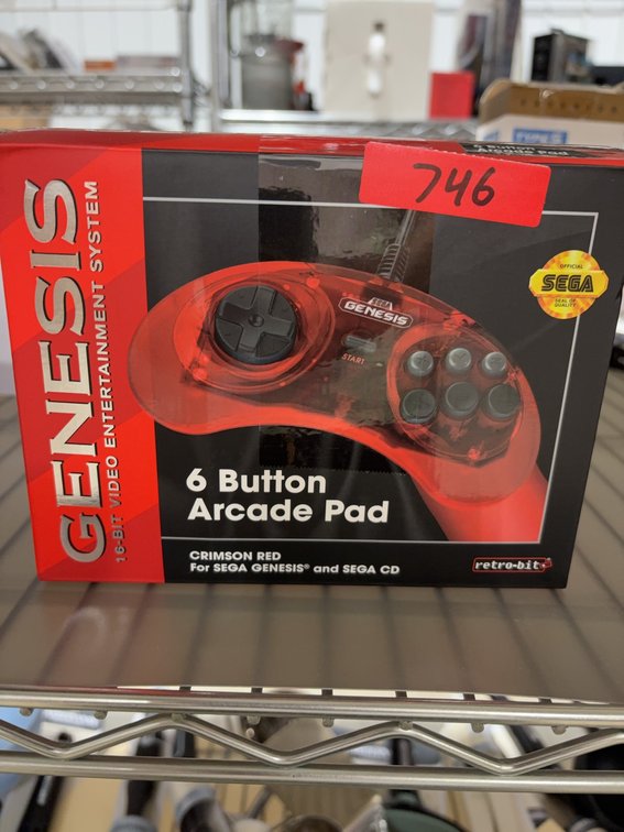 Retro-Bit Sega Genesis 6 Button Arcade Pad Crimson Red New In Box