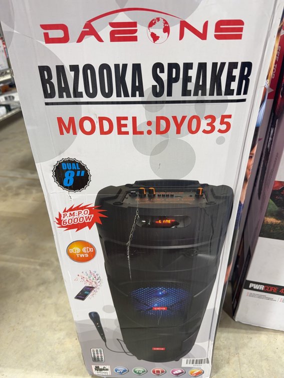 DAEONE Bazooka DY035 Dual 8" Woofer Portable Bluetooth Speaker, 6000W, Mic Included