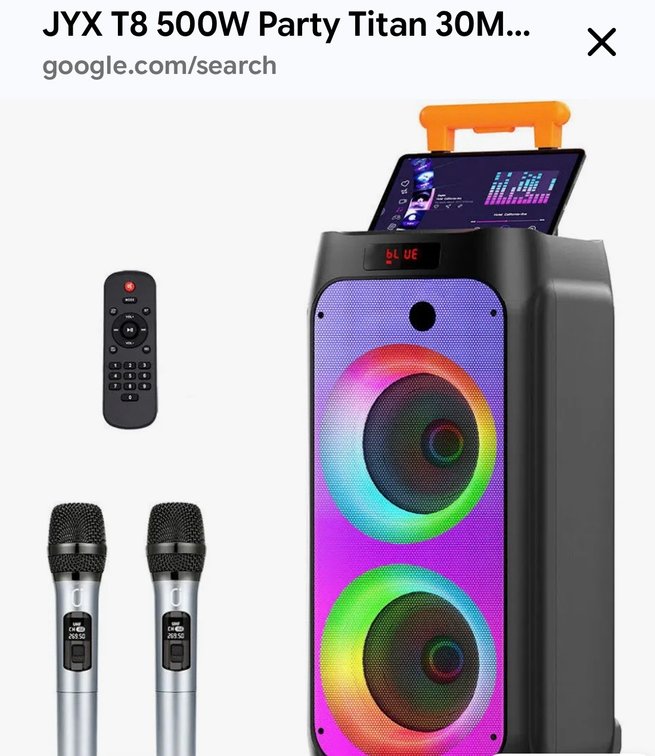JYX-T8 Portable Speaker System with 2 Wireless Microphones, 500W Power, LED Display