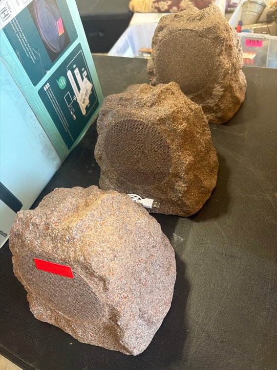 (3) Rock-Style Bluetooth Outdoor Speakers with Brown Stone Finish