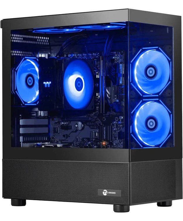 Ningmei Gaming Desktop PC, New in Box, LED Fans, Glass Side Panel