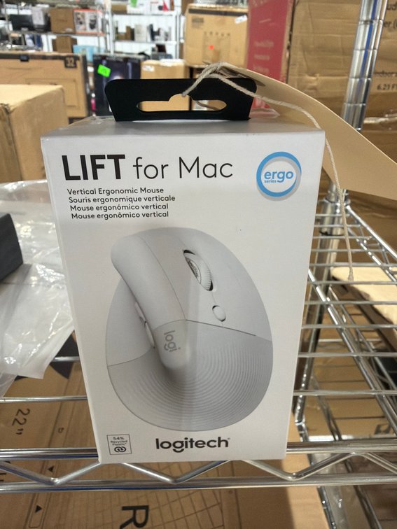 New Logitech Lift for Mac Vertical Ergonomic Mouse, White, Wireless, macOS Compatible