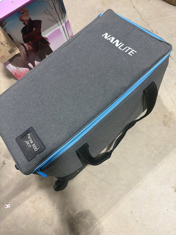 NANLITE Gear Case with Handle, Wheels, Soft Sides, Gray Fabric, Padded Interior Divider System