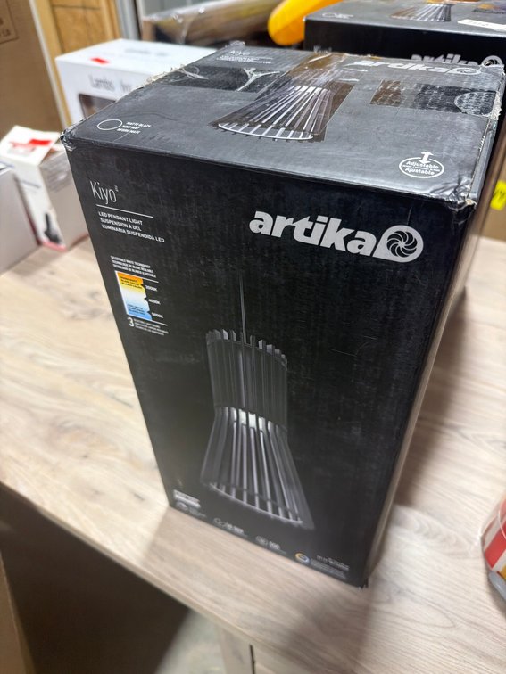 New Artika Kiyo LED Pendant Light Fixture, Black Finish, Modern Suspension Lamp
