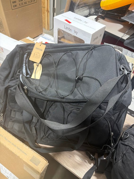 SDYSM Black Travel Duffel Bags, Shoulder Straps and Carry Handles, Lot of 2