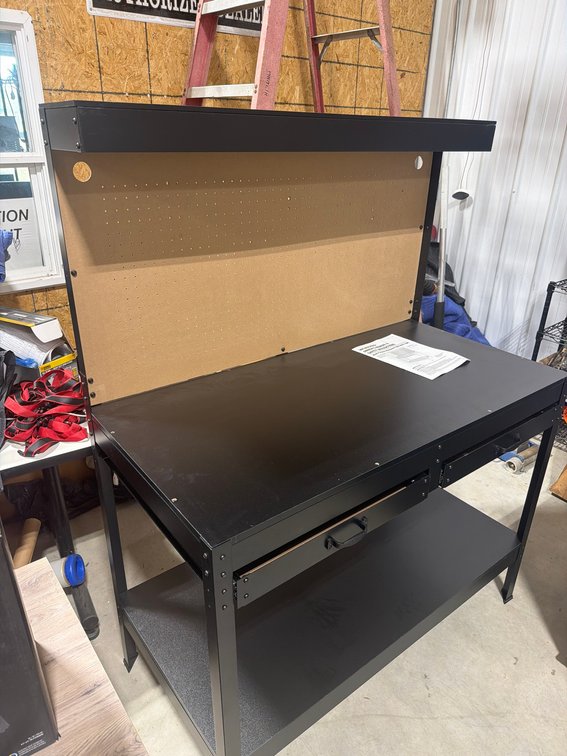 New WORKPRO Multi Purpose Workbench With Pegboard, Drawer, Shelf, and Overhead Work Light
