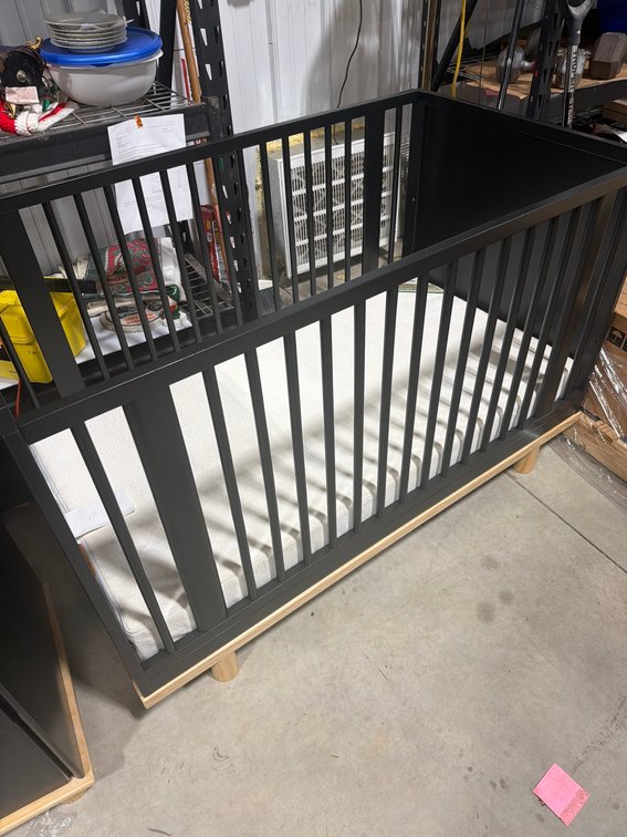 New Black Baby Crib With Little Seeds Mattress Included