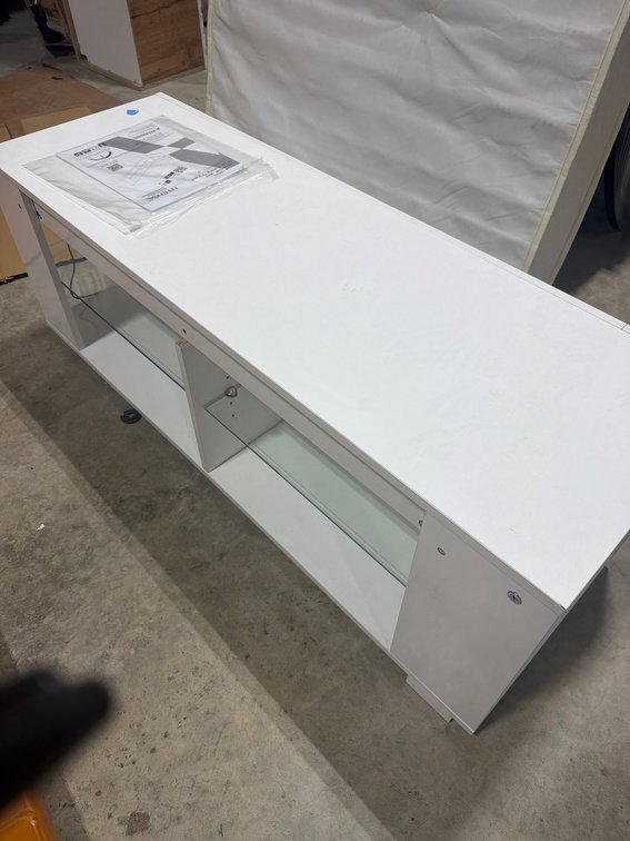 NTENSE White LED 55" Gaming TV Stand with Glass Shelves, Model 4936872WCOM