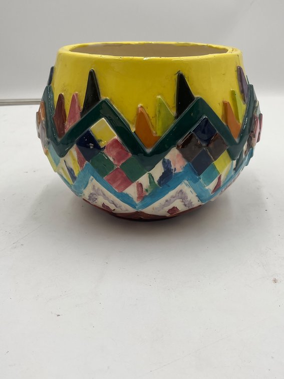 Atlantis Ceramic Bowl With Multicolor Geometric Pattern