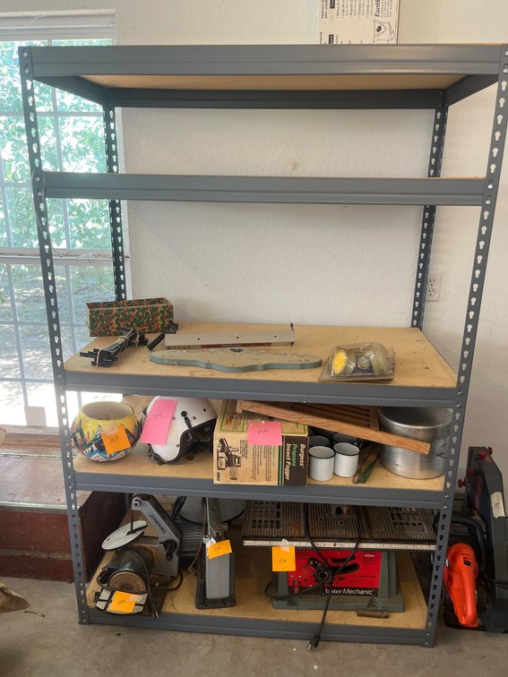Gray 6-Foot Metal Shelf Unit With Four Shelves