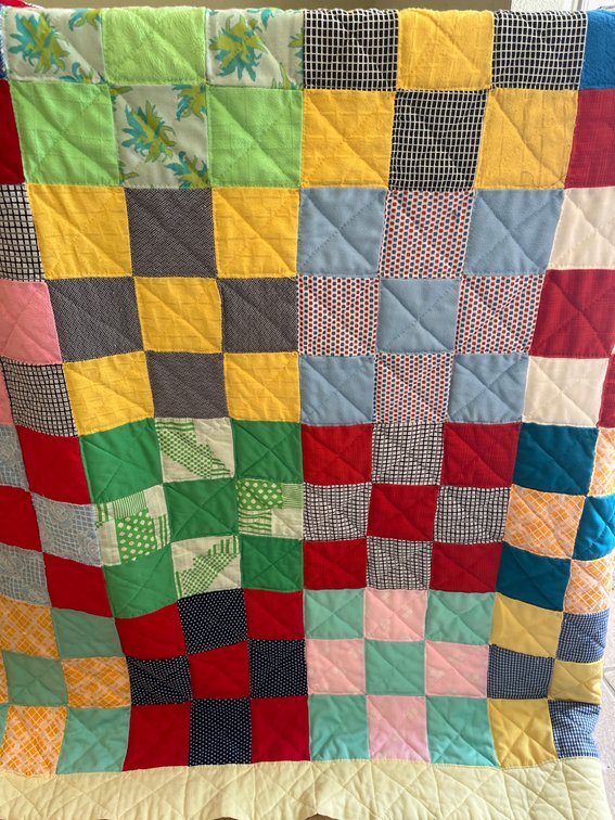 Twin Size Hand-Stitched Patchwork Quilt