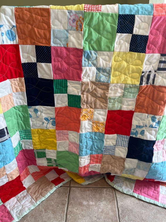 Hand-Sewn Twin-Size Patchwork Quilt