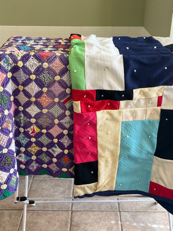 Two Hand-Sewn Throw-Size Quilts