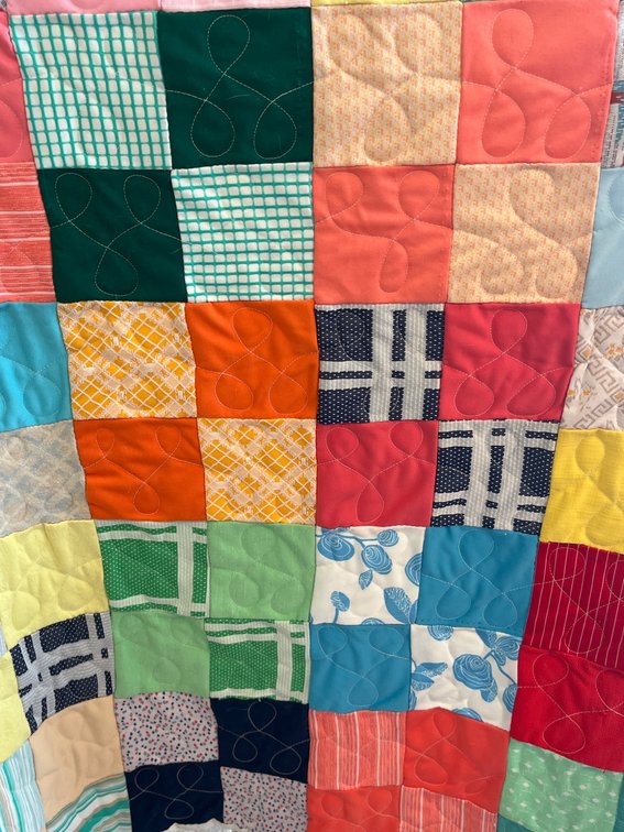 Handmade Twin-Size Quilt with Patchwork Design