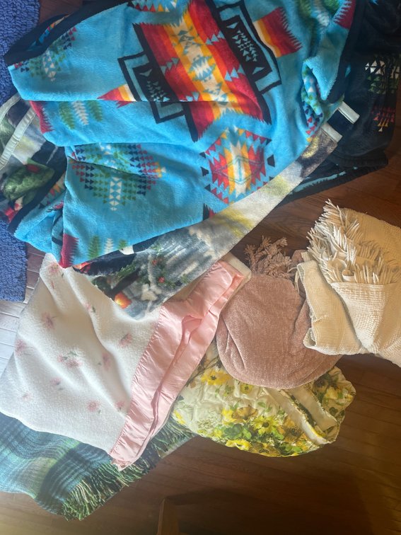 Bundle of Blankets and Decorative Throws