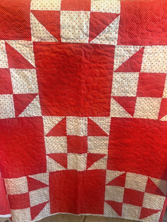 Red and White Full/Queen Handmade Quilt