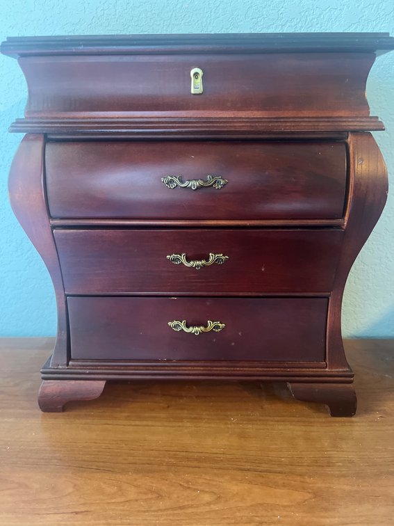 Wooden Jewelry Chest with Three Drawers