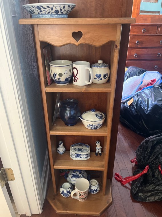 Solid Wood Shelf with Decorative Contents