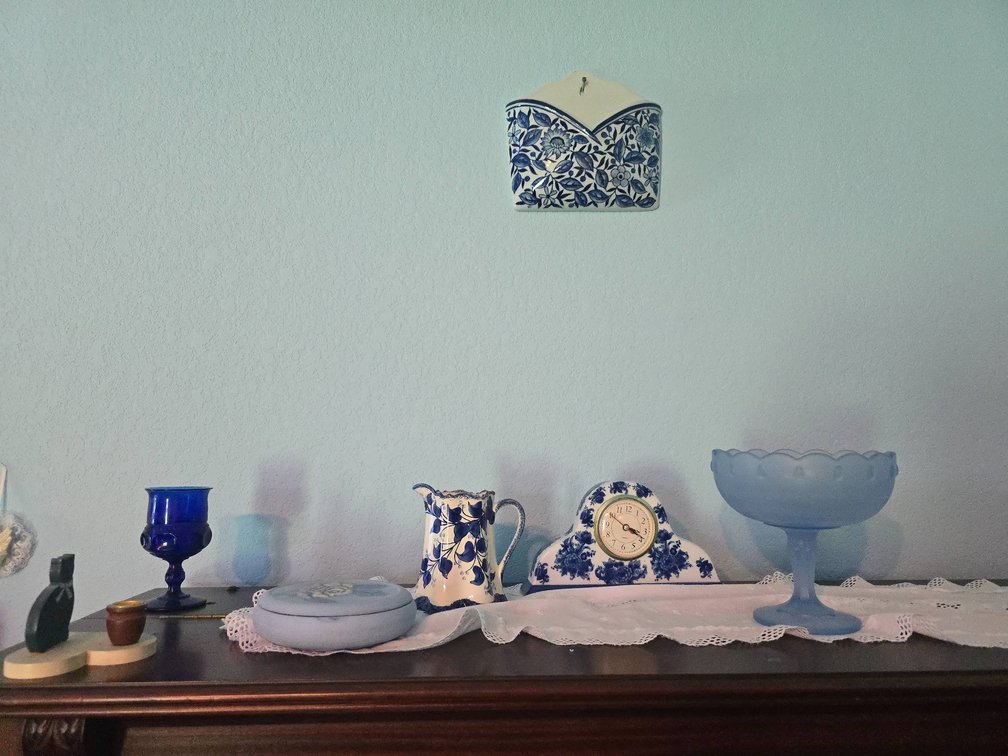 Blue Sky Floral Ceramic Trivet and Mixed Tableware